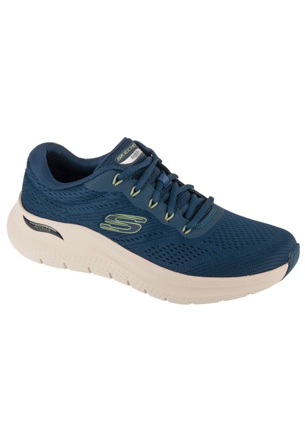 skechers - Buty sportowe Sneakersy męskie, Arch Fit 2.0 - The Keep. Kolor: niebieski. Materiał: tkanina, syntetyk, materiał. Sport: turystyka piesza