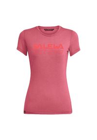 Koszulka turystyczna damska Salewa Graphic Dry T-Shirt. Kolor: różowy. Materiał: poliester, bawełna