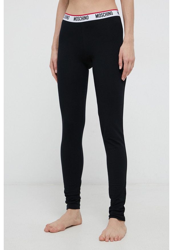 Moschino Underwear Legginsy damskie kolor czarny gładkie. Kolor: czarny. Materiał: dzianina. Wzór: gładki