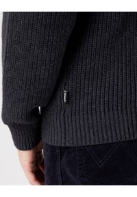 Wrangler - WRANGLER HALF ZIP KNIT MĘSKI SWETER KLASYCZNY ROZPINANY LOGO DARK GREY W8D0PJX06 112321333. Styl: klasyczny #4