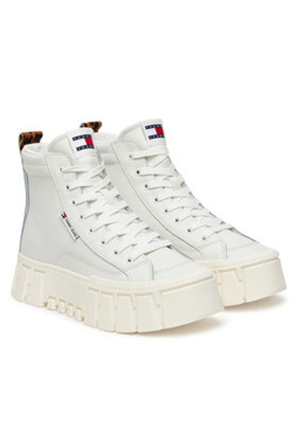 Tommy Jeans Sneakersy Tjw Vulc Flatform Leopard EN0EN02858 Biały. Kolor: biały. Materiał: skóra