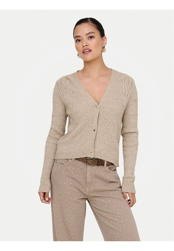 only - ONLY Kardigan Katia 15310902 Brązowy Regular Fit. Kolor: brązowy. Materiał: wiskoza, syntetyk
