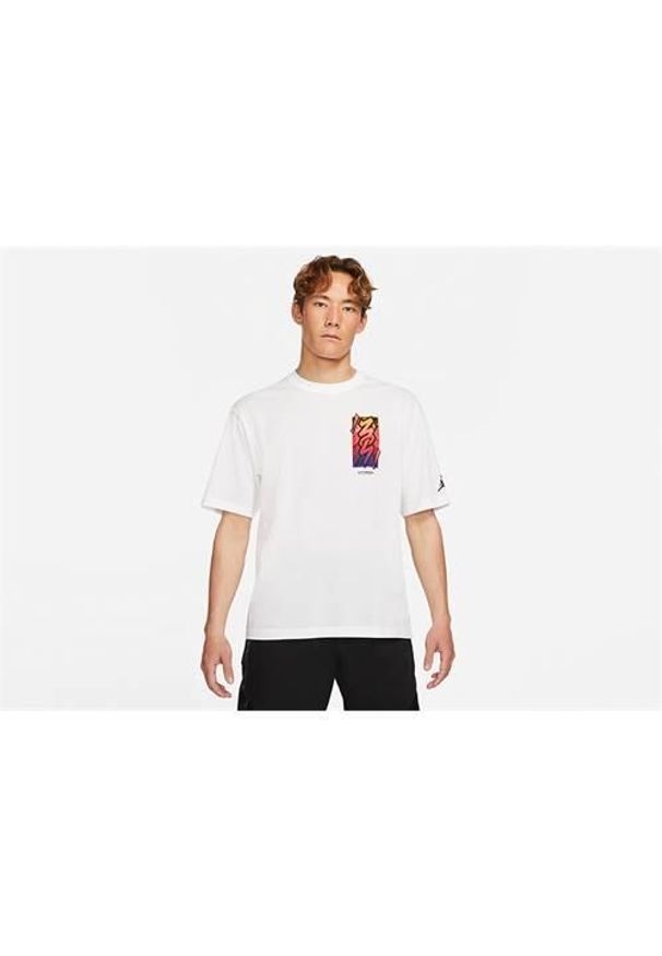 Koszulka sportowa męska Nike Air Jordan Zion Dri-fit. Kolor: biały. Materiał: bawełna, poliester. Długość rękawa: krótki rękaw. Technologia: Dri-Fit (Nike). Długość: krótkie