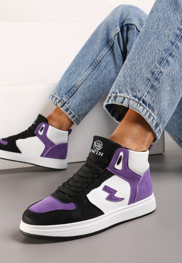 Born2be - Fioletowo-Białe Sneakersy Eudala. Kolor: fioletowy. Materiał: jeans