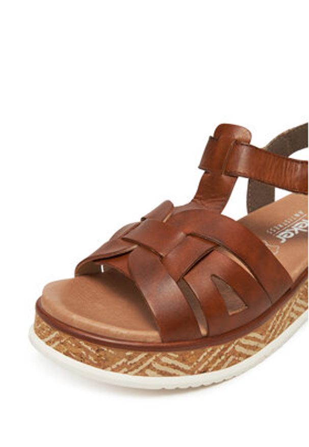 Rieker Sandały W0853-24 Brązowy. Kolor: brązowy. Materiał: skóra