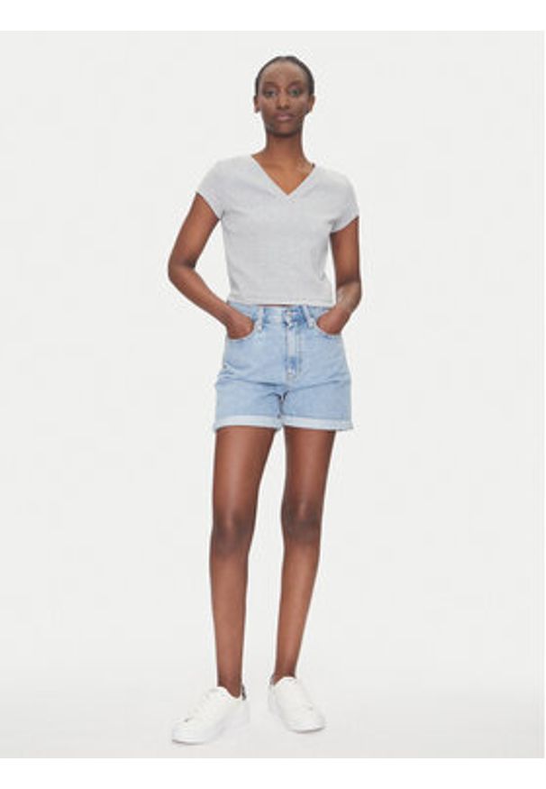 Calvin Klein Jeans T-Shirt LV047C910G Szary Regular Fit. Kolor: szary. Materiał: bawełna