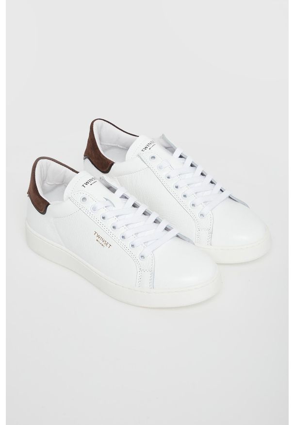 Twinset Milano - Sneakersy damskie skórzane TWINSET. Materiał: skóra