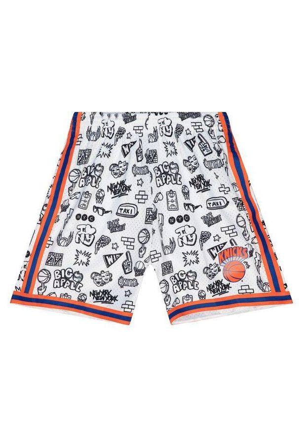 Mitchell & Ness - Szorty New York Knicks Doodle Swingman 1991/92. Kolor: biały. Sezon: lato. Sport: koszykówka