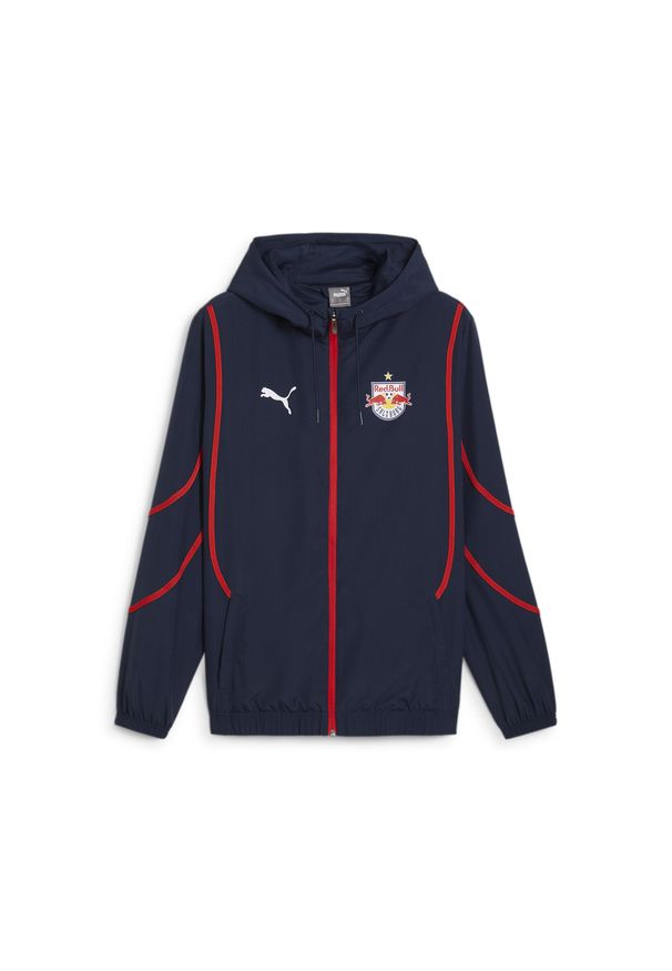 Puma - Męska kurtka przedmeczowa z tkaniny FC Red Bull Salzburg PUMA Club Navy Red Blue. Kolor: czerwony, niebieski, wielokolorowy. Materiał: tkanina