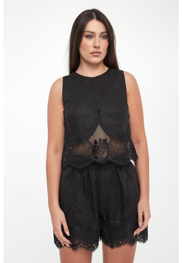 Twinset Milano - Top damski lniany TWINSET. Materiał: len