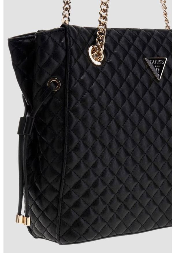 Guess - GUESS Czarna damska torebka Everlee Tote. Kolor: czarny. Materiał: skórzane. Styl: elegancki