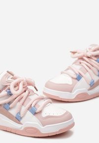 Renee - Różowe Sneakersy na Grubej Podeszwie z Imitacji Skóry z Grubymi Sznurowadłami Virinal. Kolor: różowy. Materiał: skóra #3