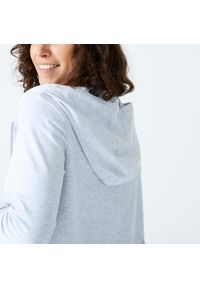 DOMYOS - Bluza na zamek damska Domyos Gym & Pilates 100. Kolor: szary. Materiał: bawełna, elastan, materiał. Sport: joga i pilates