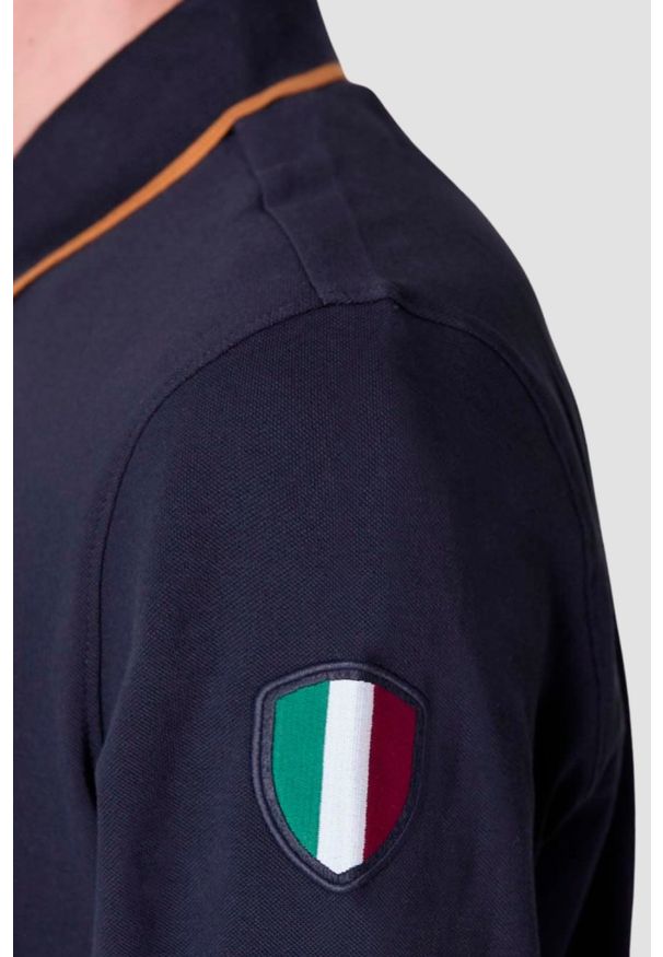 Aeronautica Militare - AERONAUTICA MILITARE Granatowa męska koszulka polo Piqué, Rozmiar L. Typ kołnierza: polo. Kolor: niebieski