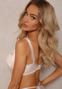 Renee - Jasnobeżowy Koronkowy Biustonosz z Ramiączkami z Regulacją Allis. Kolekcja: plus size. Kolor: beżowy. Materiał: koronka #5