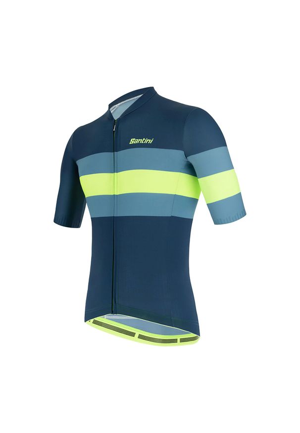 SANTINI - Koszulka rowerowa męska Santini Sleek Bengal. Kolor: niebieski, zielony, wielokolorowy. Sport: kolarstwo