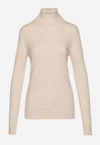 Born2be - Beżowy Golf Sweter z Wiskozą i Kaszmirem Zailaya. Okazja: na co dzień. Typ kołnierza: golf. Kolor: beżowy. Materiał: wiskoza, kaszmir. Styl: casual #3