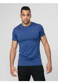 4f - Koszulka treningowa męska. Kolor: niebieski. Materiał: włókno, dzianina. Sport: fitness