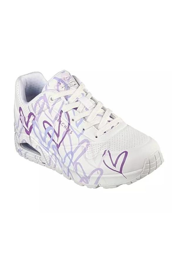 skechers - Buty sportowe Sneakersy damskie, Skechers Uno-Spread The Love. Kolor: biały, czerwony, wielokolorowy, różowy. Materiał: materiał, syntetyk, tkanina