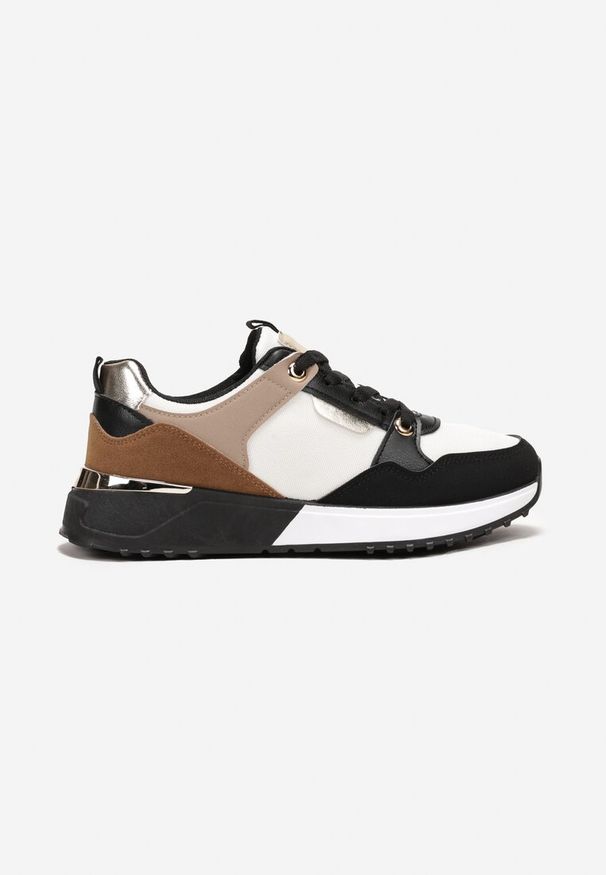 Renee - Czarne Sneakersy z Błyszczącymi Wstawkami Resata. Okazja: na co dzień, na spacer. Nosek buta: okrągły. Zapięcie: sznurówki. Kolor: czarny. Materiał: jeans, materiał. Obcas: na obcasie. Wysokość obcasa: niski. Sport: turystyka piesza