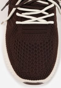 Born2be - Brązowe Sneakersy z Podwójnym Sznurowaniem Fontarin. Nosek buta: okrągły. Kolor: brązowy. Materiał: materiał. Obcas: na obcasie. Wysokość obcasa: niski #8
