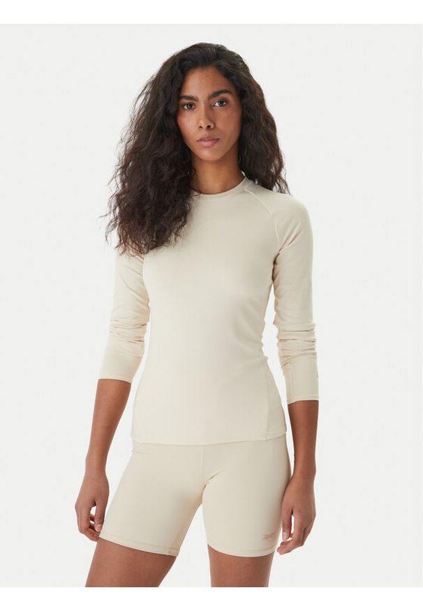 Reebok Koszulka techniczna Reebok x Ewa Chodakowska RK25614CCW Beżowy Slim Fit. Kolor: beżowy. Materiał: syntetyk