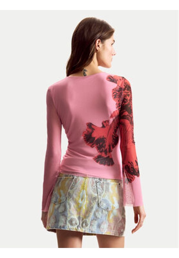 Desigual Bluzka Orchid Lacroix 26SWTK50 Różowy Slim Fit. Kolor: różowy. Materiał: syntetyk