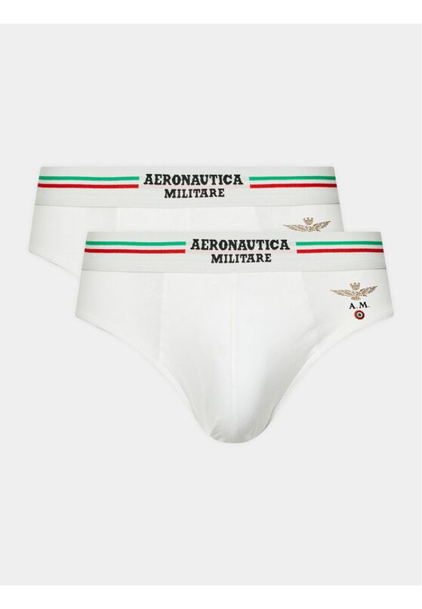 Aeronautica Militare Komplet 2 par slipów AM1USL001 Biały. Kolor: biały. Materiał: bawełna