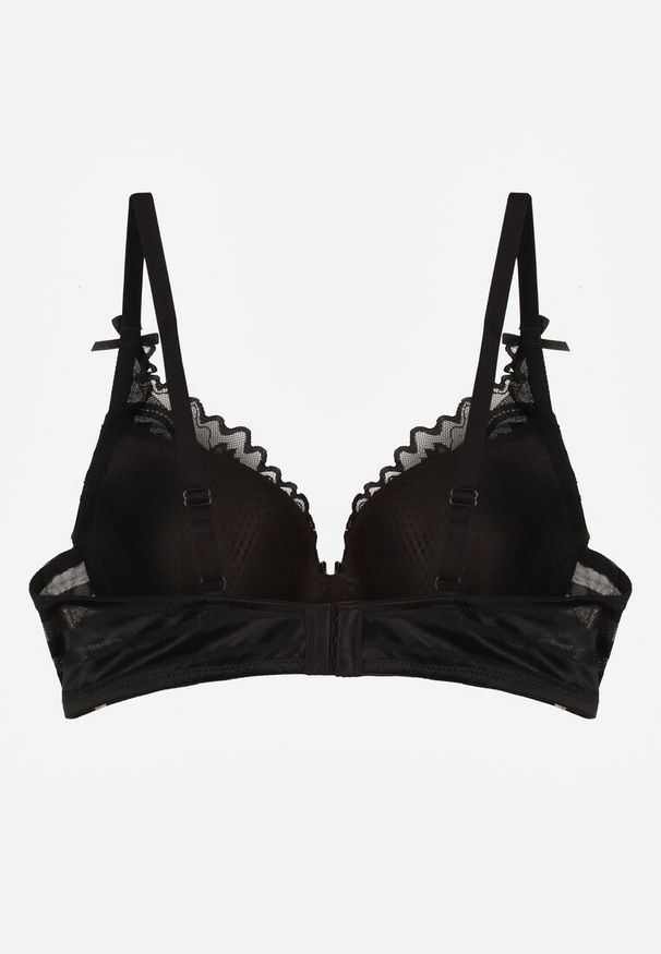 Renee - Czarny Biustonosz Zdobiony Koronką i Kokardami Morgavia. Kolor: czarny. Materiał: koronka. Wzór: aplikacja, koronka