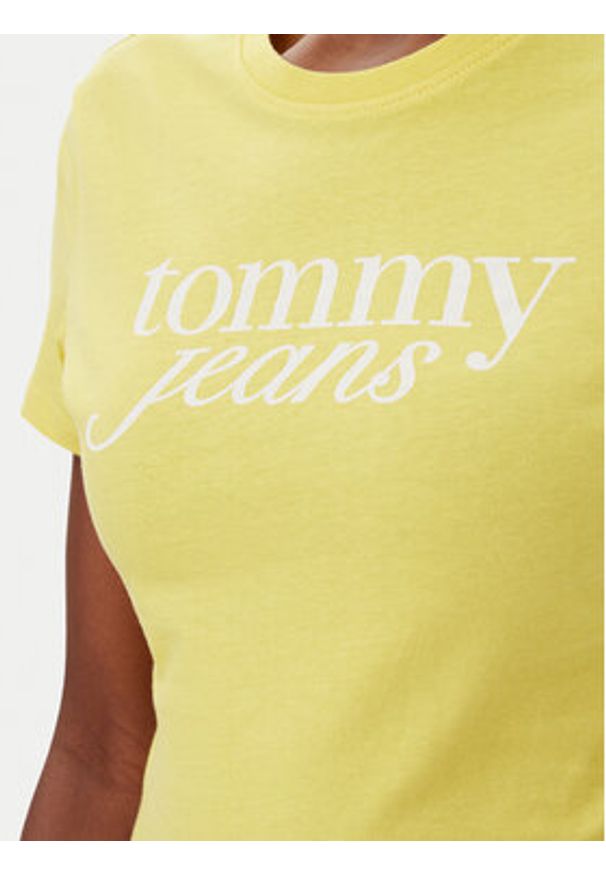 Tommy Jeans T-Shirt Essential DW0DW19447 Żółty Slim Fit. Kolor: żółty. Materiał: bawełna
