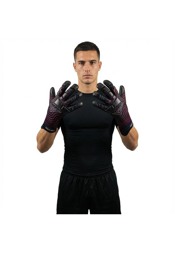 LEGEA - Rękawice bramkarskie EDWIN czarne fuksja. Kolor: różowy, wielokolorowy, czarny. Materiał: guma. Sezon: jesień