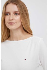 TOMMY HILFIGER - Tommy Hilfiger longsleeve bawełniany kolor biały. Kolor: biały. Materiał: bawełna. Długość rękawa: długi rękaw. Długość: długie. Wzór: haft #3