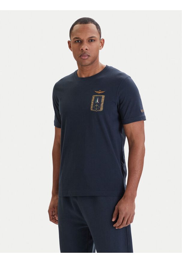 Aeronautica Militare T-Shirt 261TS2534UJ00641 Granatowy Regular Fit. Kolor: niebieski. Materiał: bawełna