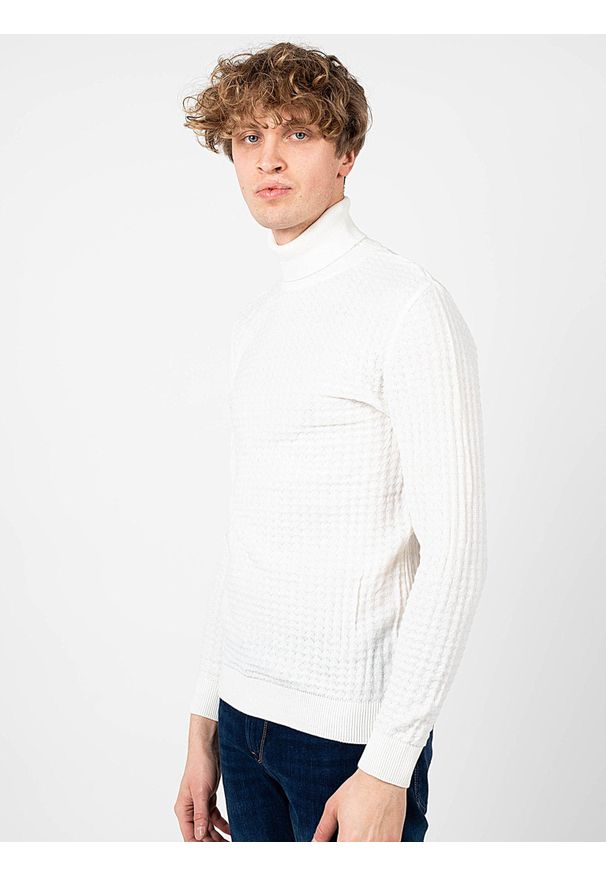 Xagon Man Sweter | A2108 1J 1213 | Mężczyzna | Kremowy. Okazja: na co dzień. Typ kołnierza: golf. Kolor: kremowy. Materiał: wełna, wiskoza, akryl. Styl: casual