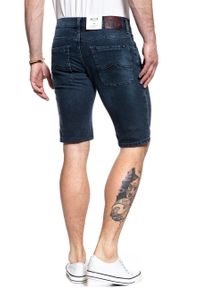 Mustang - SPODENKI MĘSKIE MUSTANG 5 POCKET SHORT DARK SCRATCHED USED 1007109 5000 582. Materiał: jeans