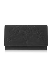 Portfel skórzany PAOLO PERUZZI T-44-BL czarny. Kolor: czarny. Materiał: skóra. Wzór: kwiaty #1