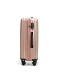 Wittchen - Średnia walizka z ABS-u w ukośne paski pudrowy róż. Kolor: różowy. Materiał: guma. Wzór: paski. Styl: elegancki #5