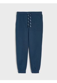 Sinsay - Spodnie dresowe jogger - granatowy. Kolor: niebieski. Materiał: dresówka #1
