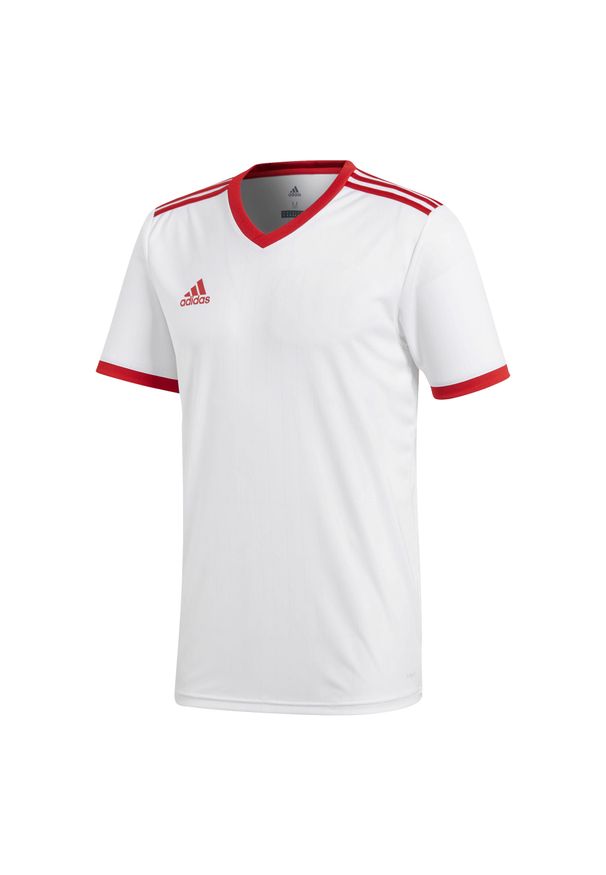 Adidas - Koszulka piłkarska dla dzieci adidas Tabela 18 Jersey junior. Kolor: biały, czerwony, wielokolorowy. Materiał: jersey. Sport: piłka nożna