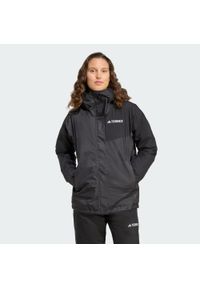 Adidas - Kurtka ocieplana Terrex Multi 2L RAIN.RDY. Kolor: czarny, szary, wielokolorowy. Sport: turystyka piesza, narciarstwo, snowboard