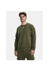 Under Armour - Bluza fitness męska UNDER ARMOUR Rival Fleece Crew. Typ kołnierza: bez kaptura. Kolor: zielony. Materiał: bawełna, dresówka. Sport: fitness #1