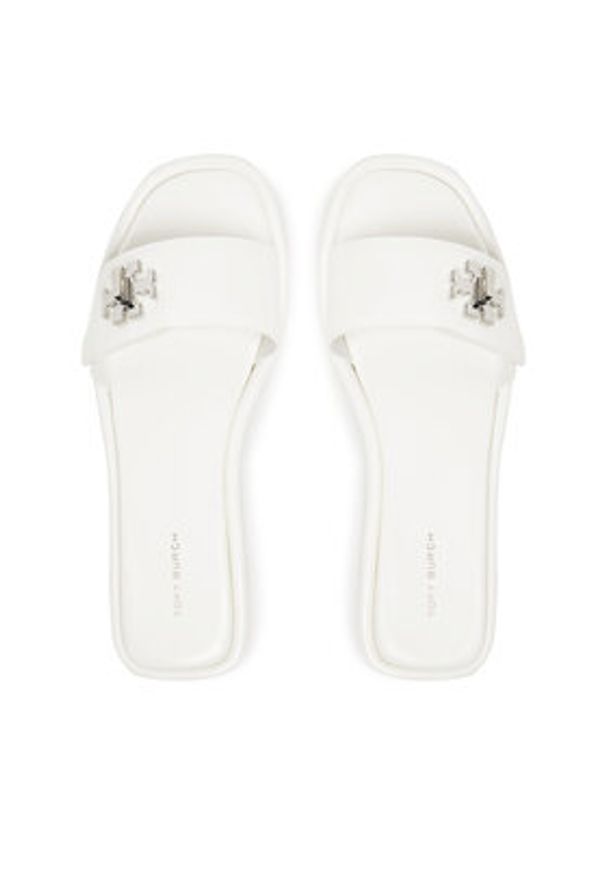 Tory Burch Klapki T Lock Slide 164676 Biały. Kolor: biały. Materiał: skóra