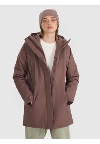 4f - 4F Płaszcz przejściowy membrana 8000 damski - brązowy S. Okazja: na co dzień. Kolor: brązowy. Materiał: poliester, materiał. Długość: do kolan. Sezon: zima. Styl: casual #2