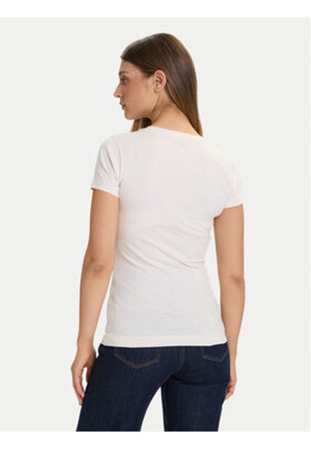 Guess T-Shirt W5BI29 J1314 Écru Slim Fit. Kolor: kremowy. Materiał: bawełna