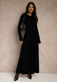 Renee - Czarna Rozkloszowana Sukienka z Bawełny Tusmala. Okazja: na co dzień. Kolor: czarny. Materiał: bawełna. Typ sukienki: proste. Styl: casual, elegancki #4