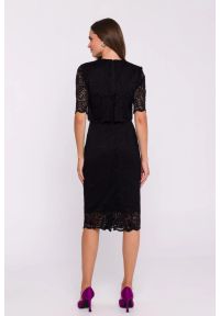 Stylove - Elegancka ołówkowa dwuczęściowa sukienka koronkowa czarna. Kolor: czarny. Materiał: koronka. Typ sukienki: ołówkowe. Styl: elegancki