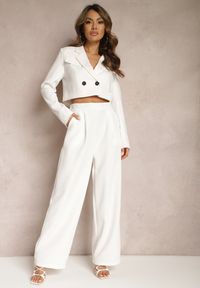 Renee - Białe Szerokie Spodnie w Eleganckim Stylu Hanessame. Kolor: biały. Styl: elegancki