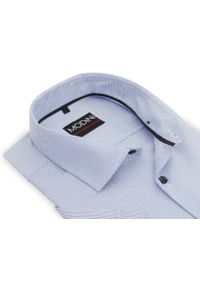 Modini - Koszula męska z krótkim rękawem w biało-błękitny wzór DK6. Kolor: niebieski, wielokolorowy, biały. Materiał: poliester, bawełna, tkanina. Długość rękawa: krótki rękaw. Długość: krótkie #1