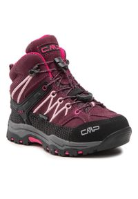 Trekkingi CMP Kids Rigel Mid Trekking Shoe Wp 3Q12944 Prugna/Peach 05HM. Kolor: czerwony. Materiał: zamsz, skóra