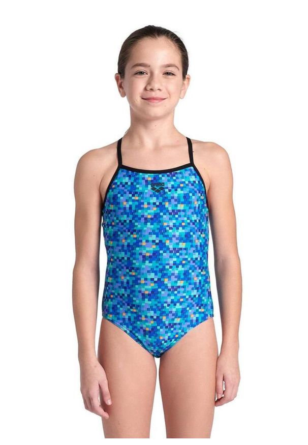 Dziewczęcy jednoczęściowy kostium kąpielowy Arena Pooltiles Lightdro. Kolor: czarny
